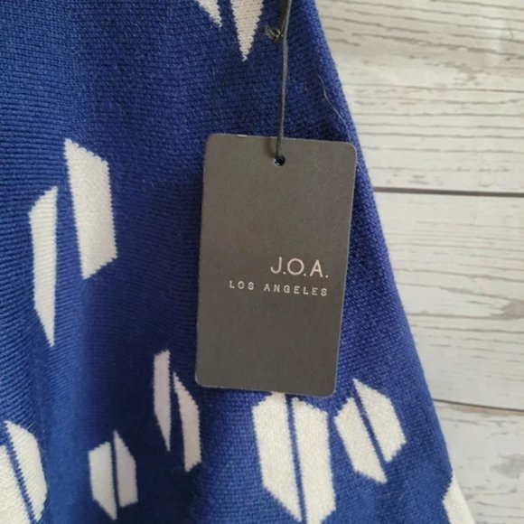 NWT JOA Anthropologie Loa Angeles Knit 525 Blue and White Fit & Flare Skirt S - Picture 5 of 8